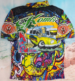 VW KOMBI CARTOON "just choofin along" - SHORT SLEEVE - Fishing style polo shirt - IN STOCK