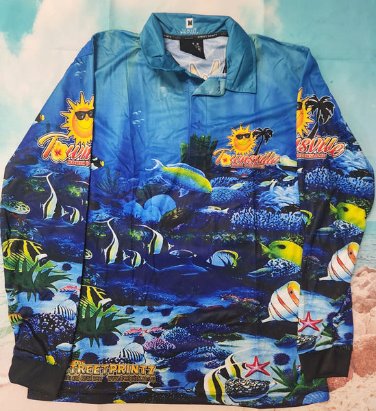 Townsville  Seascape- LONG SLEEVE - Fishing style polo shirt - Child starts at $50