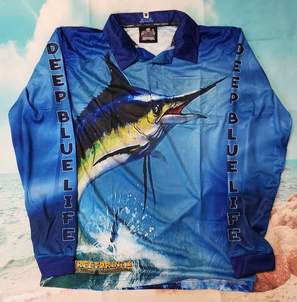 Deep Blue - LONG SLEEVE - Fishing style polo shirt - Child starts at $50