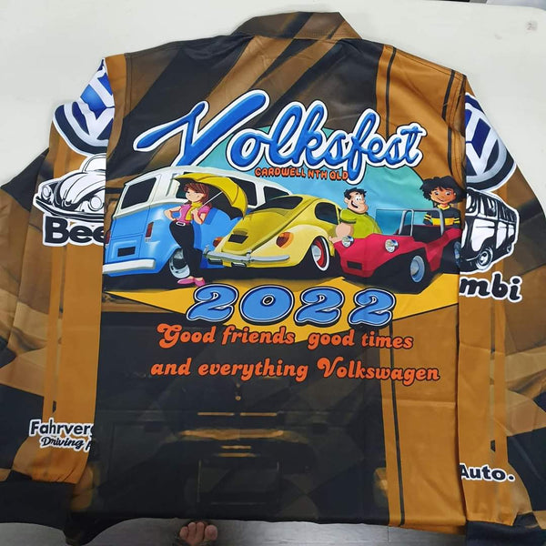 VOLKSFEST 2022 - LONG SLEEVE - Fishing style polo shirt - PRE ORDER - Child starts at $45