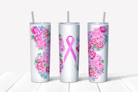 Tumbler 20oz/590ml - Floral Butterfly Cancer Ribbon