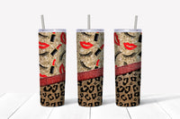 Tumbler 20oz/590ml - Red lipstick leopard print